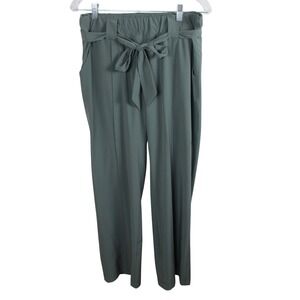 Athleta Sage Green Wide Leg Paperbag Waist Tie Belt Pants Womens 10‎ Stretch